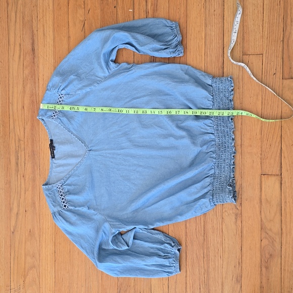 Adrienne Vittadini Adrienne Denim V-NECK Casual Blouse Women Size M - Picture 7 of 10